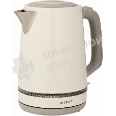 Чайник электрический Vitek VT-WK1066 1.7л. 2200Вт бежевый/коричневый корпус: металл/пластик