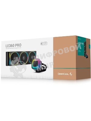 Система жидкостного охлаждения Deepcool LE360 PRO ARGb Soc-AM5/AM4/1200/1700/1851 черный 4-pin 19-33dB Al 300W 1817gr Ret (R-LE360PRO-BKAMMC-G-1)