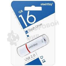 Флешка USB SmartBuy Crown white (SB16GbCRW-W), 16Gb, USB 2.0, R/W 15/5, белый/красный