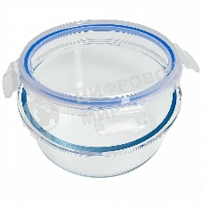 Форма для запекания ЗАБАВА РК-0106/2 круглая с герм.крышкой из жаропр. стекла 1,0 л 17,4*6,7 см