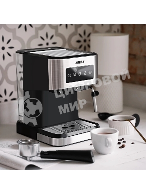 Кофеварка рожковая ARESA AR-1612 черный, исп. кофе - молотый, 1,5 л, 1100 Вт, 15 бар