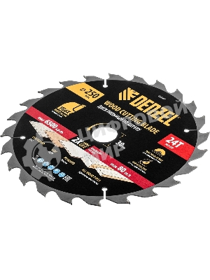 Пильный диск по дереву Denzel ф250 х 30 мм, 24 зубьев
