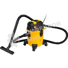 Строительный пылесос Denzel RVC20 желтый, 1400 Вт, уборка сухая/сбор воды/выдув, пылесборник мешок/контейнер, 20 л