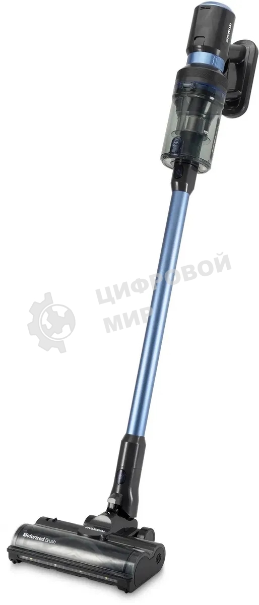 Пылесос вертикальный Hyundai HYV-S7970 серый/синий, питание от аккумулятора, 210 Вт, уборка сухая, пылесборник 0.47 л