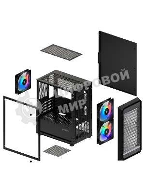 Компьютерный корпус XASTRA A303M 3FRGb Black mATX/Mesh/ tempered glass/2x140мм + 1x120мм FRGb fans/ A303M-2FC14F-1FC12F