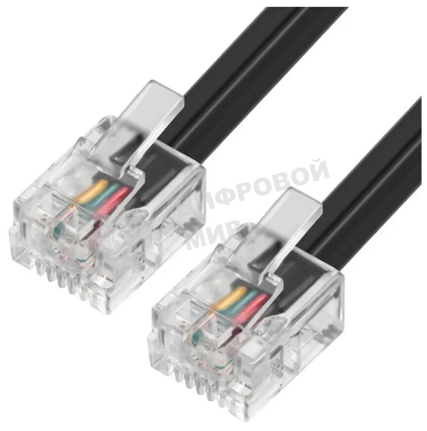 Патч-корд телефонный ExeGate TC4P4C-2M (шнур для телефонной трубки, витой, RJ-10 (4P-4C), 2м, черный)