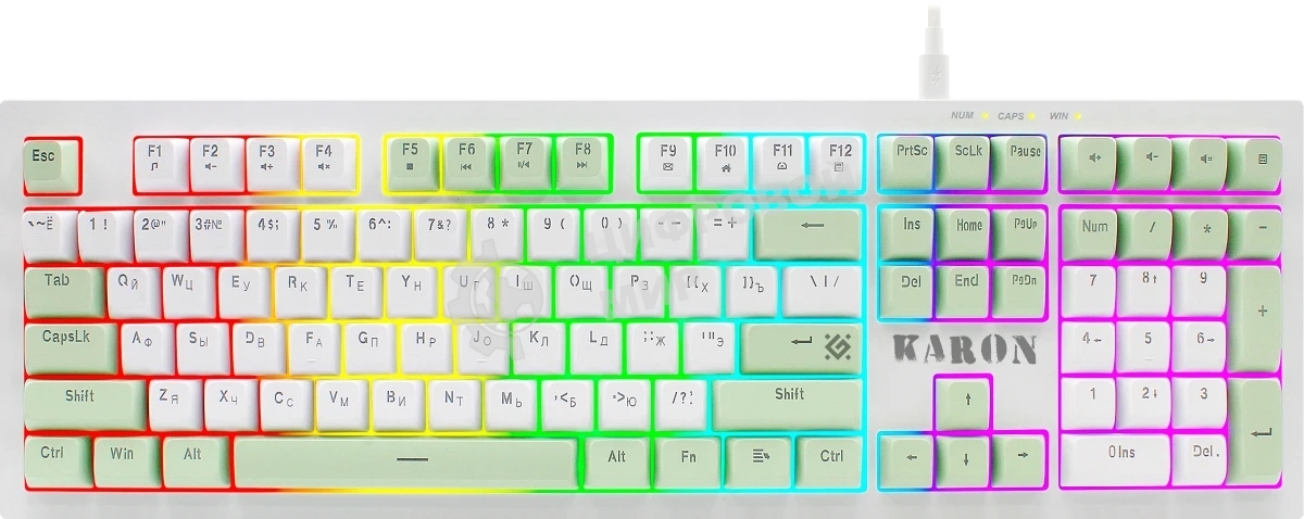 Клавиатура Defender Karon GK-129 проводная, USB Type-A, белый/зеленый