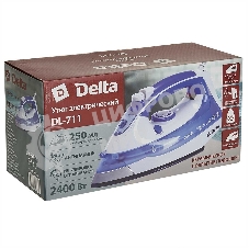 Утюг Delta DL-711 белый с фиолетовым, 2400 Вт, 20 г/мин, 120 г/мин, 250 мл