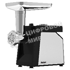 Мясорубка электрическая BBK MG2010 металлик/черный, 2000 Вт, 2.0 кг/мин, реверс, защита от перегрузки, металлический лоток, насадки - 4