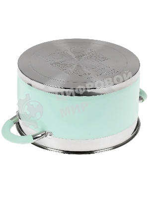 Кастрюля LARA LR02-544 MINT 24x13 см, 5,7 л, носик, индукционное дно, крышка с бортом, нержавеющая сталь