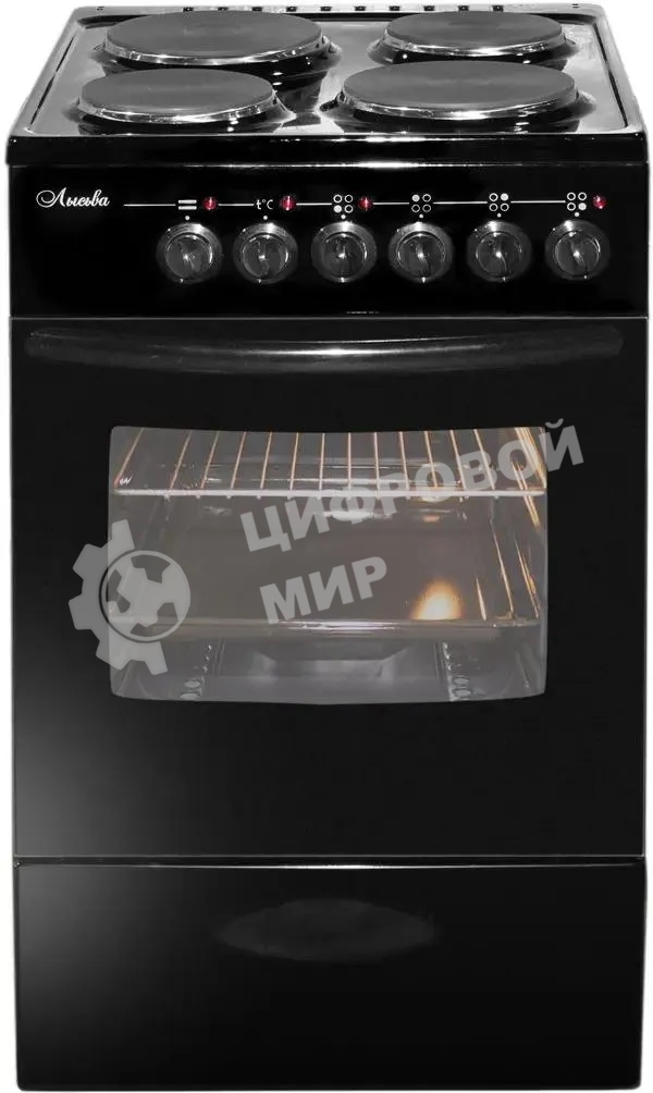 Плита электрическая Лысьва ЭП 411 МС черный, конфорок 4 шт, духовка 57 л, 50 см x 84 см x 60 см (без крышки)