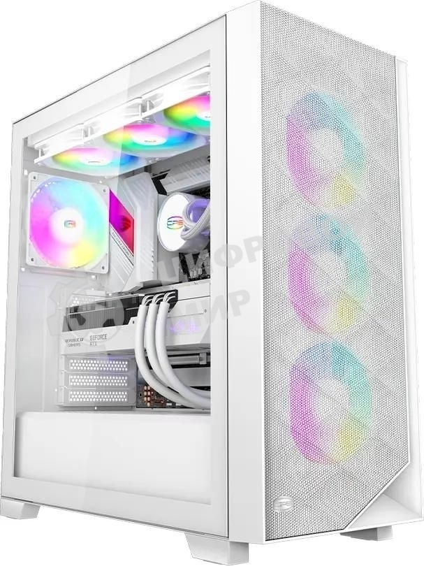 Компьютерный корпус PCCooler C3D510 WH ARGb, Tempered Glass Full Tower, White, TG, 0.7 SPCC, 3x120мм ARGb E-ATX, ATX, mATX, mITX 170/390/410мм 2x2.5