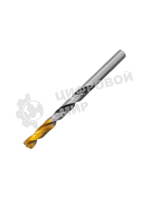 Сверло спиральное по металлу Denzel 8 x 117мм, Р6М5, Golden Tip, многогранная заточка