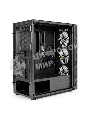 Компьютерный корпус Miditower ExeGate EVO-5001A-EVO800 (ATX, БП EVO800RGb с вент. 12 см, 2хUSB+1хUSB 3.0+HD Audio, черный, 3 вент.12см с RGb подсветкой, боковая панель - закаленное стекло)