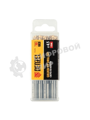 Сверло по металлу Denzel 6,5 мм, HSS-Tin, Golden Tip, 10 шт.
