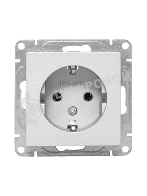 Механизм розетки EKF UP1-SOA-110 16А, с заземлением, без шторок, алюминий Эпика