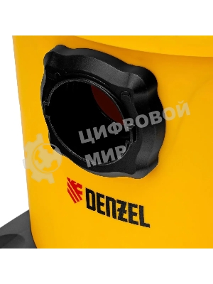 Строительный пылесос Denzel RVC20 желтый, 1400 Вт, уборка сухая/сбор воды/выдув, пылесборник мешок/контейнер, 20 л
