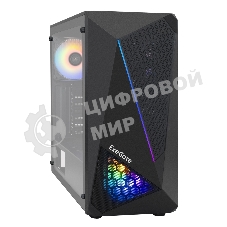 Компьютерный корпус Miditower ExeGate EVO-8225-NPX500 (ATX, БП 500NPX с вент. 12см, 2хUSB+1хUSB 3.0, черный, 2 вент. с RGb подсветкой и полоса на передней панели, боковая панель - закаленное стекло)