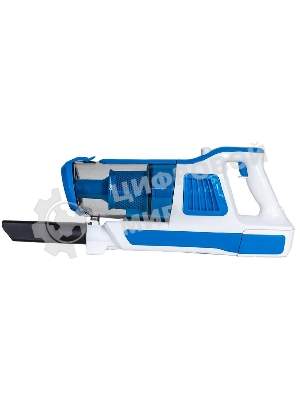 Пылесос вертикальный SUPRA VCS-5097 белый/синий, питание от аккумулятора, 140 Вт, уборка сухая, пылесборник 0.8 л