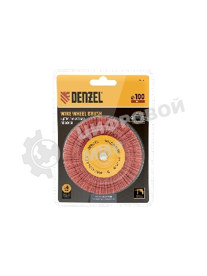 Щетка для дрели Denzel 100 мм, плоская, со шпилькой, нейлоновая щетина