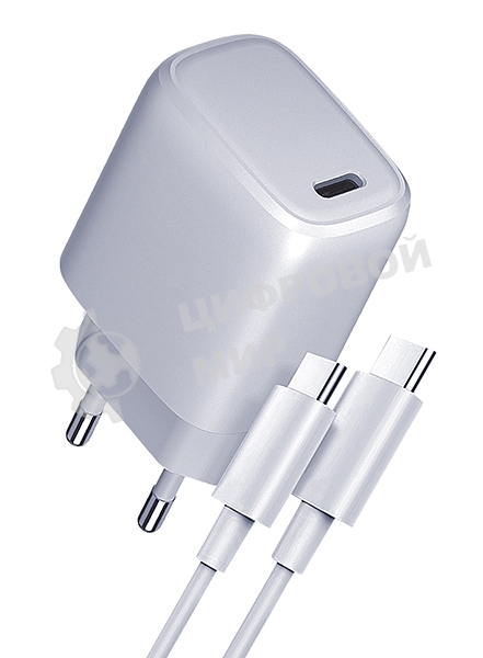 Сетевое зарядное устройство Qumo Energy light PD 35Вт (Charger 0067), 1 USB Type-C, + кб 1м, 60Вт.