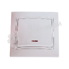 Выключатель LEZARD 1-кл. СП Мира 10А IP20 с подсветкой белый/белый 701-0202-111