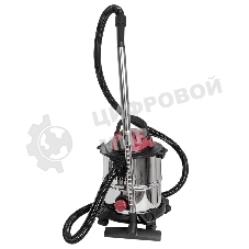 Строительный пылесос Pioneer VC286C серебристый с красным, 1400 Вт, уборка сухая/влажная, пылесборник контейнер, 20 л