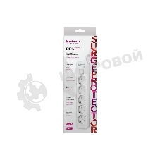 Удлинитель с сетевым фильтром Defender DFS 133, белый, 5 розеток, 3 м.