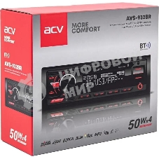 Автомагнитола ACV AVS-932BR, 1 DIN, Bluetooth, USB Type-A, AUX, пульт ДУ