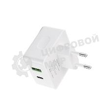 Сетевое зарядное устройство Maxvi CHL-603PD Type-C\USB 30W 6A (3A+3A) PD QC3.0, белый