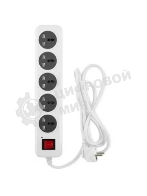 Сетевой фильтр Buro 500UNH-5-WG 5 м, 5 розеток, белый/серый, коробка