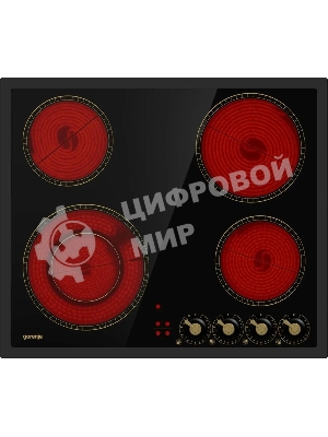 Варочная поверхность Gorenje EC642CLB, конфорок: 4 шт., стеклокерамика, независимая, черный