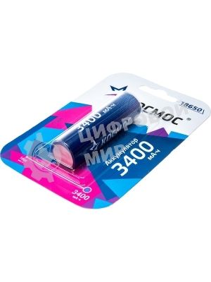 Аккумулятор Космос 18650 Li-ion 3400 мАч без защиты (блист.1шт)