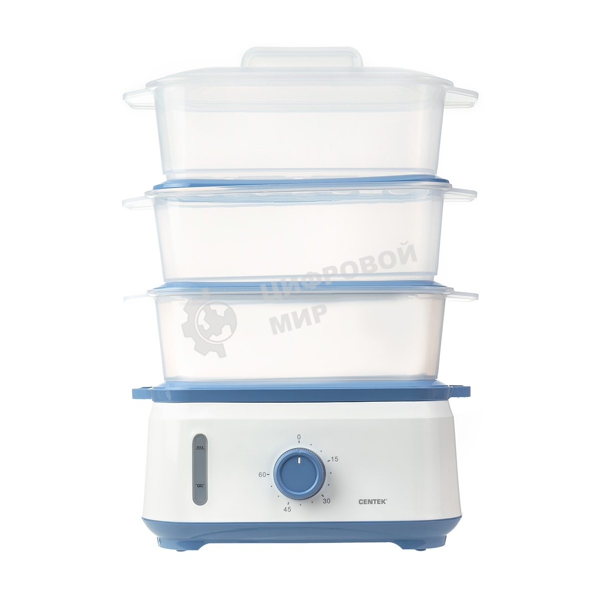 Пароварка электрическая Centek CT-1462 9л 1050Вт, таймер 60 мин, 3 контейнера, чаша для риса, резервуар 1,5л.