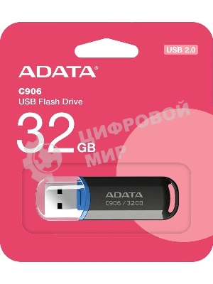 Флешка USB ADATA C906 (AC906-32G-RBK), 32Gb, USB 2.0, R/W 15/5, черный/синий