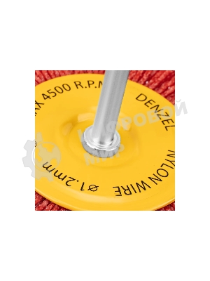 Щетка для дрели Denzel 100 мм, плоская, со шпилькой, нейлоновая щетина