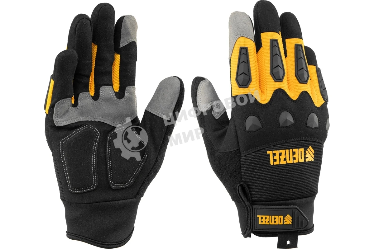 Перчатки универсальные Denzel 68003 усиленные, с защитными накладками, размер 10