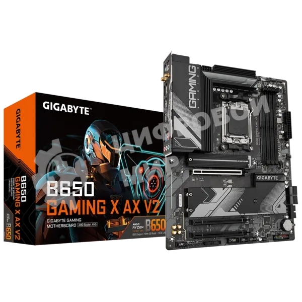 Материнская плата Gigabyte B650 GAMING X AX V2, AM5, AMD B650, 4xDDR5, 4xSATA, 3xM.2, 1xPCI-E 4.0 x16, 2xPCI-E 3.0 x1, 1xUSB-A 3.2 Gen 2, 3xUSB-A 3.2 Gen 1, 1xUSB-C 3.2 Gen 2, 1x 2.5Gb LAN, 3x3.5 мм, 7.1, ATX