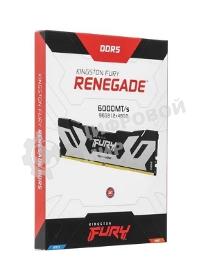 Оперативная память Kingston Fury Renegade, DDR5, 96Gb (2x48GB), 6000MHz, CL32, DIMM, с радиаторами, серебристый/черный