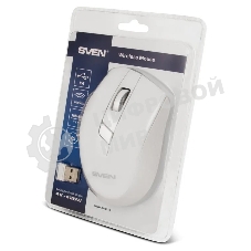 Мышь беспроводная SVEN RX-425W белый, 1600 dpi, радиоканал, USB, кнопки - 6