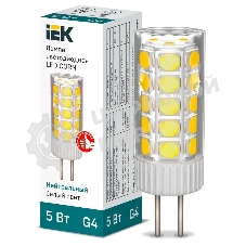 Лампа светодиодная IEK LLE-CORN-5-012-40-G4 CORN 5Вт капсула 4000К G4 12В керамика