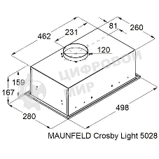 Вытяжка полновстраиваемая Maunfeld Crosby Light 5028, черный, 50 см, 850 куб. м/ч, 55 дБ