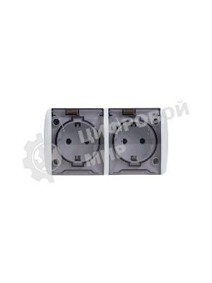 Розетка EKF EQR16-129-30-54-T PROxima Владивосток 2-местная 16А с заземлением с прозрачной крышкой IP54