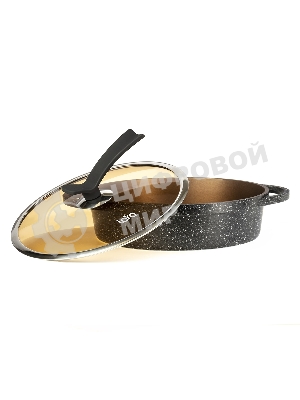 Сотейник Lara LR02-234 серия Orlean 28 см, 4.5 л, мрамор, Bronze, капсульное индукционное дно, крышка