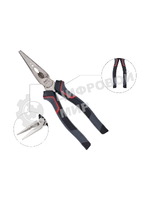 Плоскогубцы удлиненные Deli DL0104 200 мм, Cr-V, эксцентриковый шарнир, антикоррозийное покрытие, трехкомпонентная прорезиненная рукоять