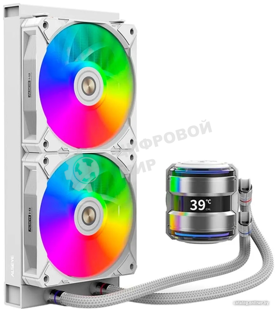Система жидкостного охлаждения Alseye i240-W белый, 120 мм, алюминий/медь, 1800 об/мин, 36.2 дБ, 4 pin, 250 Вт