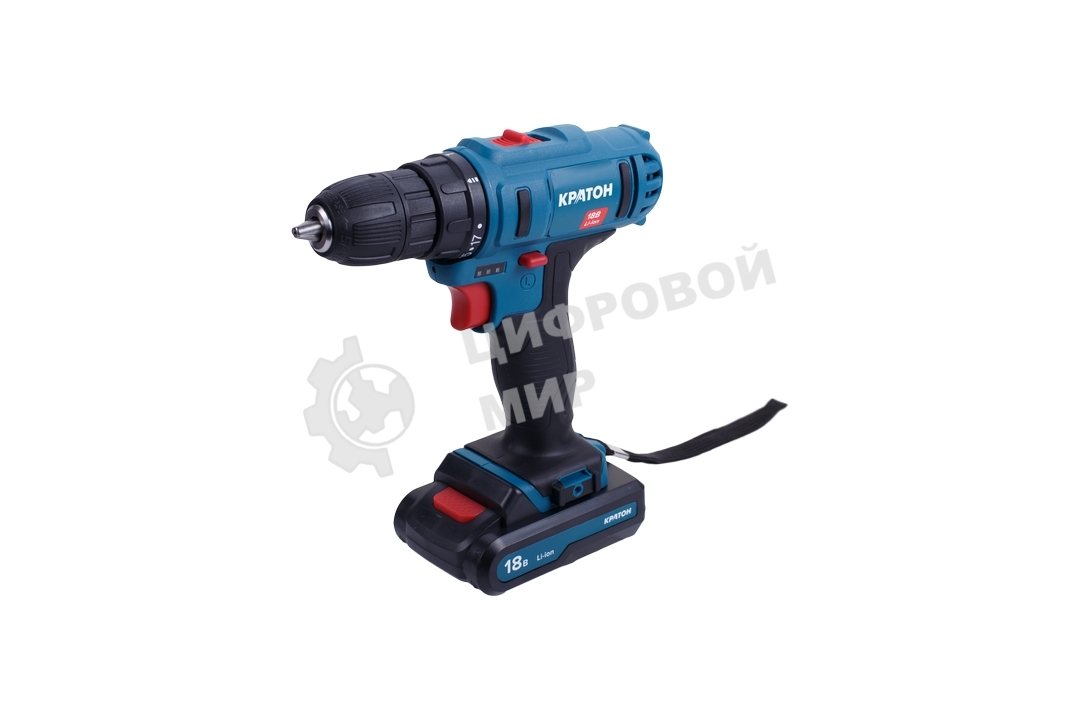 Дрель-шуруповерт Кратон CD-18-Li-2,0, 18 В, 2 Ач, 32 Нм, щеточный