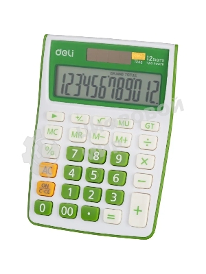Калькулятор настольный Deli E1238/GRN зеленый 12-разр.
