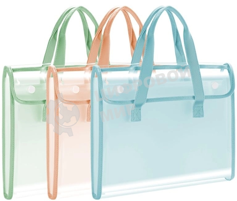 Папка-портфель Deli PM308RED на кнопке 7 отделений, A4 с окантовкой пвх прозрачный/красный