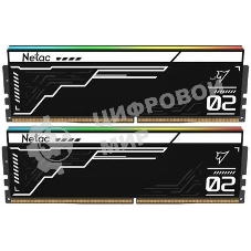 Оперативная память Netac Shadow II RGB, DDR5, 32GB (2x16GB), 7600 MHz, CL36, с радиатором, чёрный, RGB